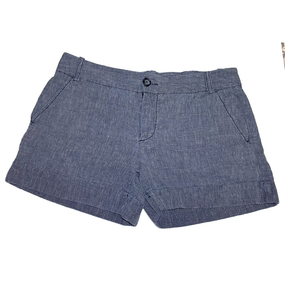 Express Cuffed Shorts | Navy Blue Linen Blend | Summer Staple